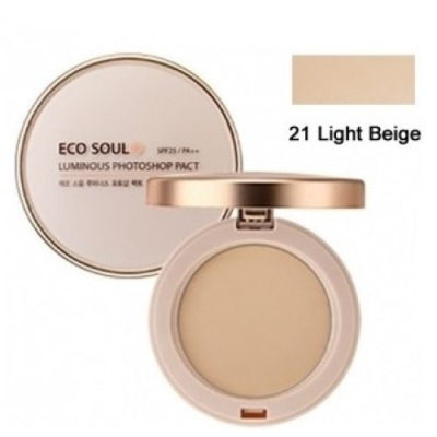 Пудра компактная золотая 21 тон Eco Soul Luxury Gold Pact 21 Light Beige 9гр