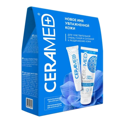 Ceramed Подарочный набор: крем для рук, бальзам для губ / Rich Hydration, 75 мл x 2, 13 мл x 2