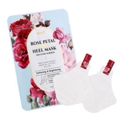 Koelf Маски-носочки для ног «роза» - Rose petal satin heel mask, 6г