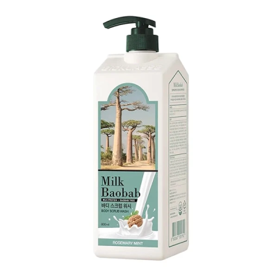 Гель для душа с отшелушивающим эффектом MilkBaobab Body Scrub Wash Rosemary Mint 800 мл