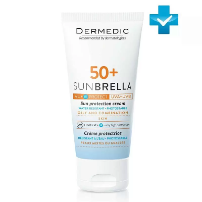 DERMEDIC Солнцезащитный крем SPF 50+ для жирной кожи и комбинированной кожи, 50 мл