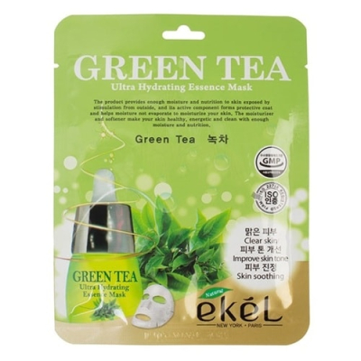 Ekel Маска для лица тканевая с зеленым чаем - Essence mask green tea, 25г