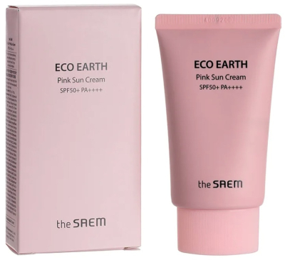 Крем солнцезащитный для лица для чувствительной кожи Eco Earth Pink Sun Cream