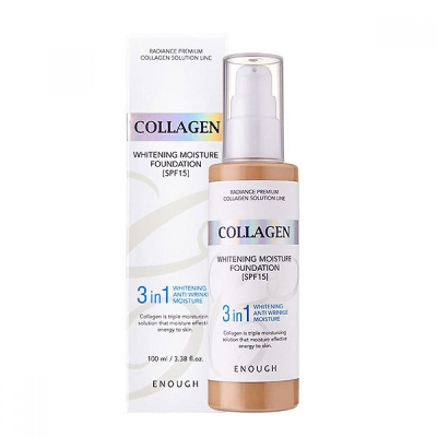 Увлажняющий тональный крем с коллагеном Enough Collagen 3 in 1 #21 Whitening Moisture Foundation SPF15 (8809474497079)