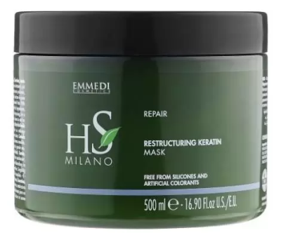 Восстанавливающая маска для волос с кератином HS Milano Repair Restructuring Keratin Mask, 500 мл