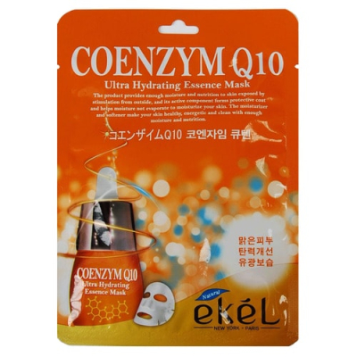 Ekel Маска для лица тканевая с коэнзимом - Essence mask coenzym Q10, 25г