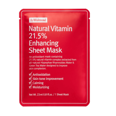 By Wishtrend Маска тканевая витаминная - Natural vitamin 21,5% enchancing sheet mask, 23мл