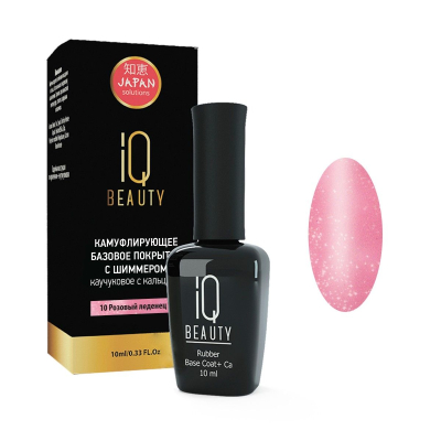 IQ Beauty Покрытие базовое каучуковое с кальцием, розовый леденец с шиммером, 10 мл