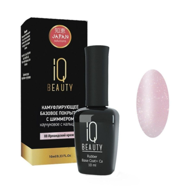 IQ Beauty Покрытие базовое каучуковое с кальцием, ирландский крем с шиммером, 10 мл