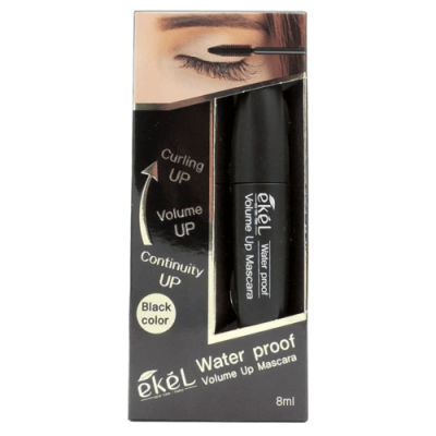 Ekel Тушь для подкручивания ресниц и объема водостойкая - Volume up mascara black waterproof, 1шт