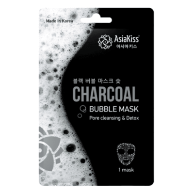 AsiaKiss Маска пузырьковая черная с экстрактом древесного угля - Charcoal bubble mask, 20г