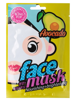 Маска д/лица тканевая BLING POP AVOCADO NOURISHING & BRIGHTENING MASK 20мл