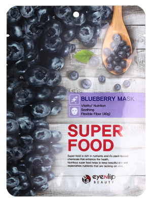 Маска д/лица тканевая EYENLIP SUPER FOOD BLUEBERR MASK 23мл