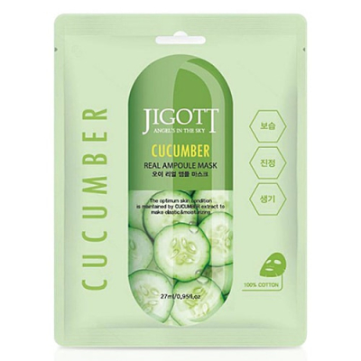 Маска на тканевой основе JIGOTT CUCUMBER REAL AMPOULE MASK