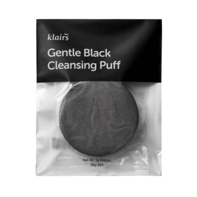 Dear, Klairs Спонж мягкий очищающий для умывания - Gentle black cleansing puff, 1шт