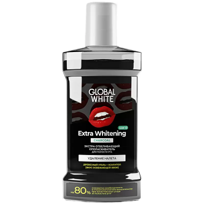 GLOBAL WHITE Отбеливающий ополаскиватель для полости рта Extra Whitening, 300 мл