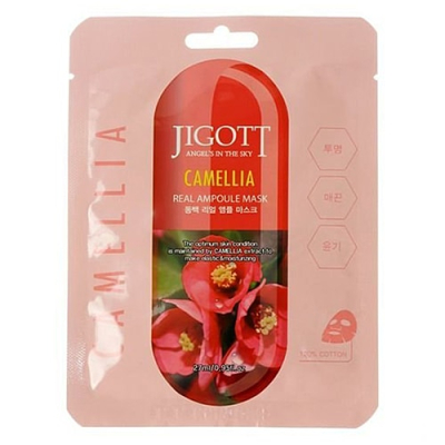 Маска на тканевой основе JIGOTT CAMELLIA REAL AMPOULE MASK