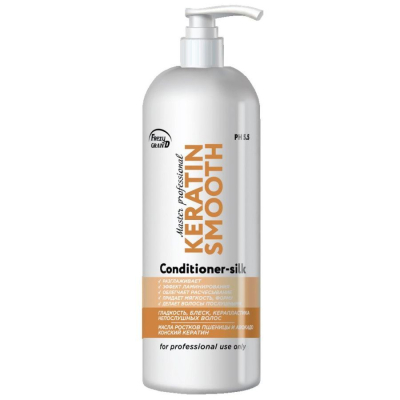 Кондиционер разглаживание, ламинирование, керапластика волос / Keratin Smooth Conditioner-silk PH 5.5, 1000 мл