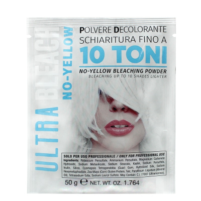 Пудра 10 тонов осветления волос с антижёлтым эффектом  ULTRA BLEACH NO-YELLOW BLEACHING POWDER 50 г