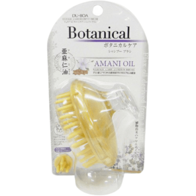 Ikemoto Щетка массажная для мытья волос с маслом льна - Botanical amani oil, 1шт