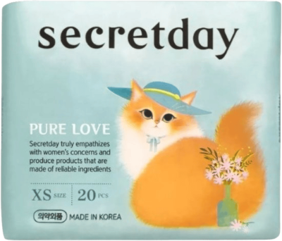 Ультратонкие дышащие ежедневные  прокладки "Secretday pure love ", XS size 20 шт. (15 см)