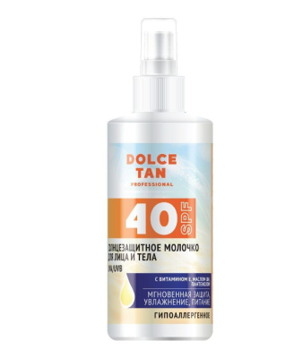 Dolce Tan Солнцезащитное молочко для лица и тела 40 SPF с комплексом UVA/UVB фильтров, 150 мл