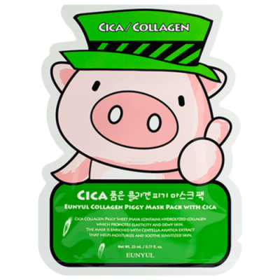 Eunyul Маска тканевая для лица с центеллой успокаивающая - collagen piggy mask pack with cica, 23мл