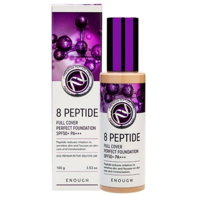 Тональный увлажняющий крем для кожи лица Enough 8 Peptide Full Cover Perfect Foundation Тон 21 100 мл (8809605870979)