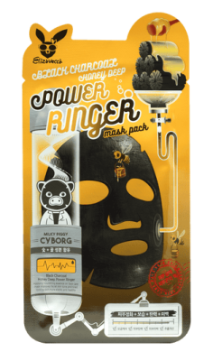 Маска на тканевой основе Elizavecca black chacoal honey deep power ringer mask pack