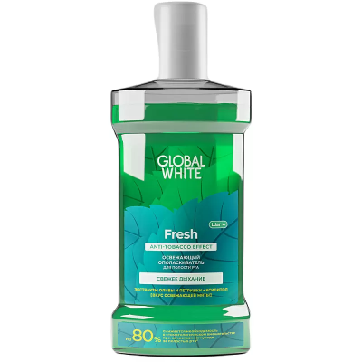 GLOBAL WHITE Освежающий ополаскиватель для полости рта Fresh, 300 мл