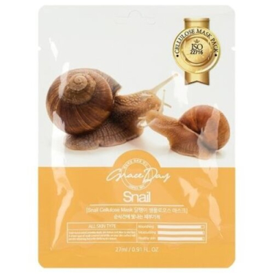 Grace Day Маска тканевая с муцином улитки - Snail cellulose mask, 27мл