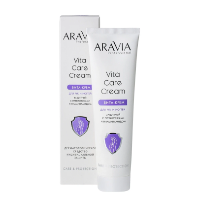 ARAVIA PROFESSIONAL Вита-крем для рук и ногтей защитный Vita Care Cream с пребиотиками и ниацинамидом, 100 мл