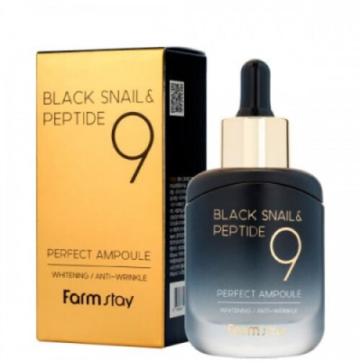 Омолаживающая сыворотка с черной улиткой и пептидами Farmstay Black Snail & Peptide 9 Perfect Ampoule 35 мл (8809639172292)