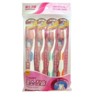 Dental Care Щетка зубная c тонкой щетиной «средней жесткости» - Fluorine toothbrush, 4шт