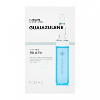 Маска для лица MASCURE CALMING SOLUTION SHEET MASK GUAIAZULENE 28мл