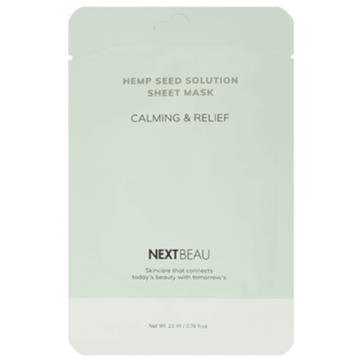 NEXTBEAU Маска тканевая с маслом семян конопли успокаивающая - hempseed solution calming&relief,22мл