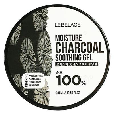 Гель для лица и тела с древесным углем LEBELAGE MOISTURE CHARCOAL  100% SOOTHING GEL, 300 мл