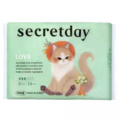 Ультратонкие дышащие прокладки "Secretday Love S size", 18 шт. (21 cм.)